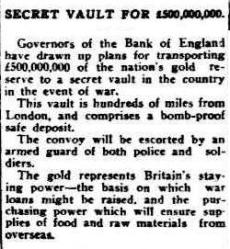 British secret gold vault 1939